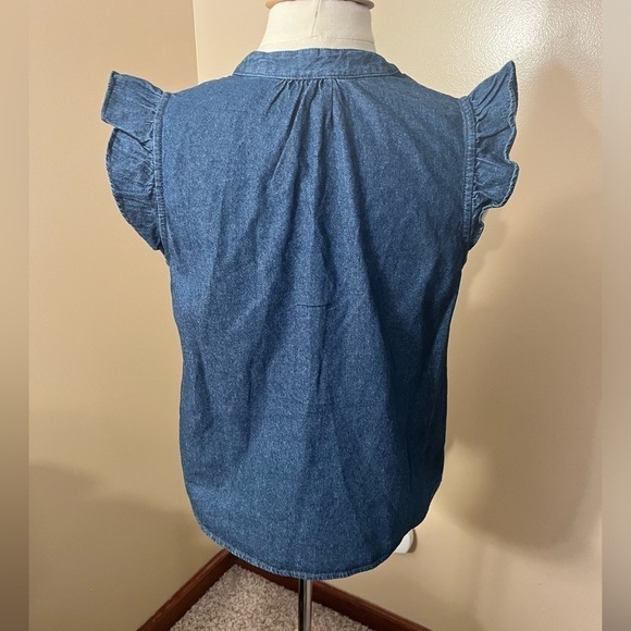 Draper James Ruffle Sleeves Denim Top Sz S - Picture 3 of 7